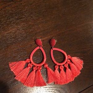 Coral Fringe Banana Republic Earrings